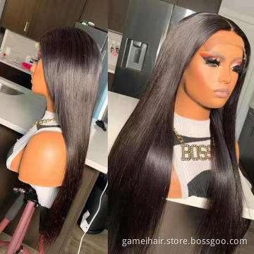 Wholesale 100% Natural  Straight 13*4 13*6  Human Hair Wigs Top Quality  Virgin Brazilian Hair  Wigs For Black Women